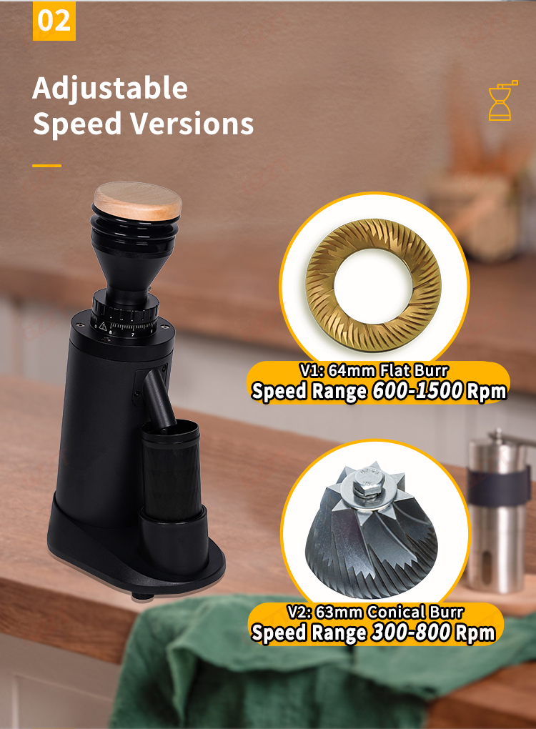 Coffee Grinder Burr Flat - GZZT ITOP40 Plus-V1/V2 조정 가능한 속도