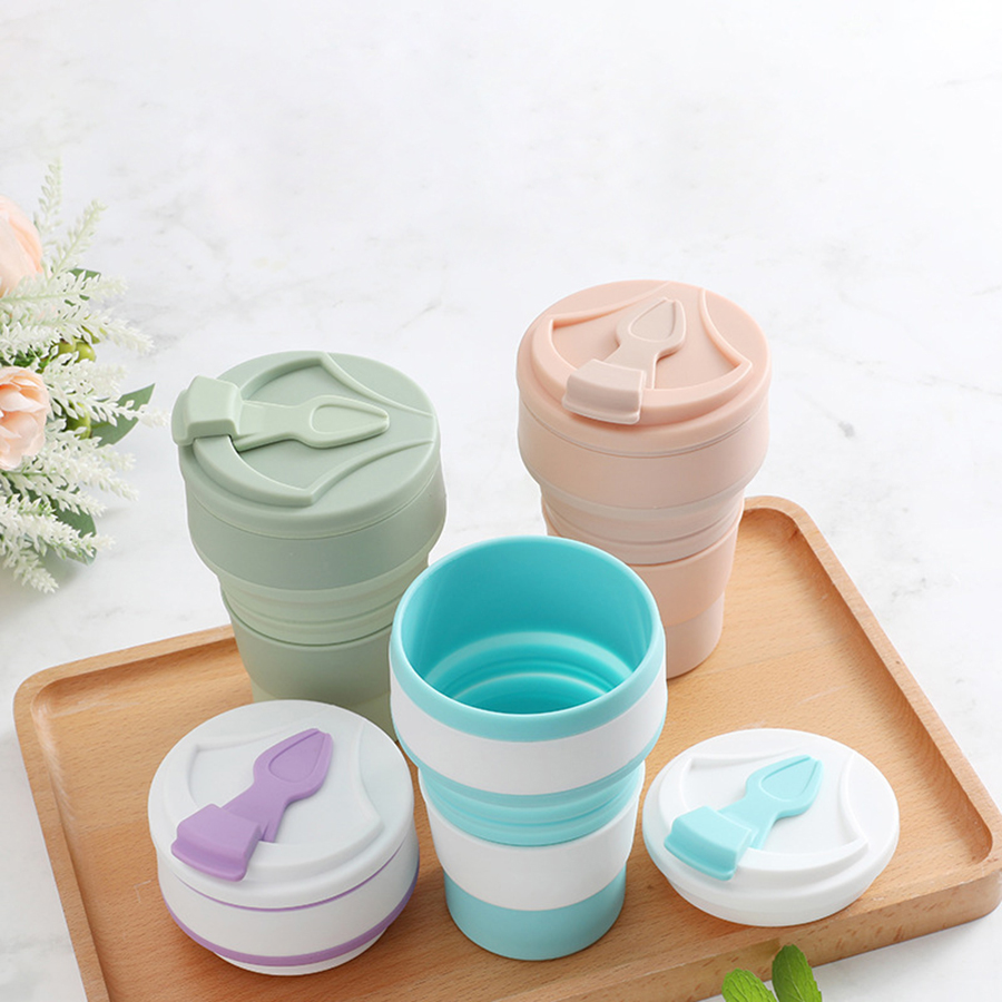 Coffee Equipment Camping - 350ML 식품 등급 실리콘 접이식 컵,