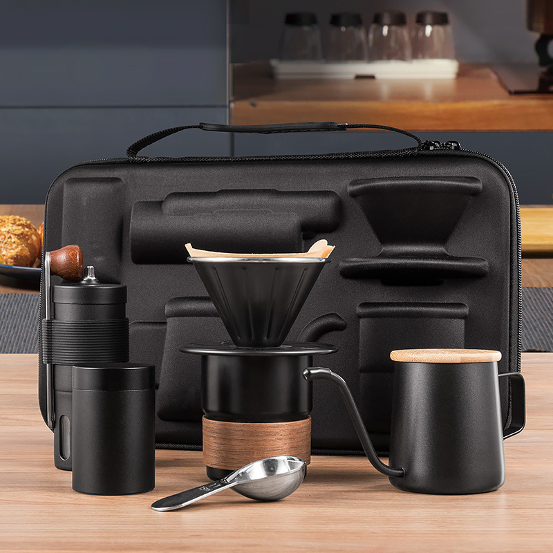 손으로 끓인 커피 포트 세트, 휴대용 커피 머신, 야외 - Coffee Equipment Gift Set 리뷰 및 가격