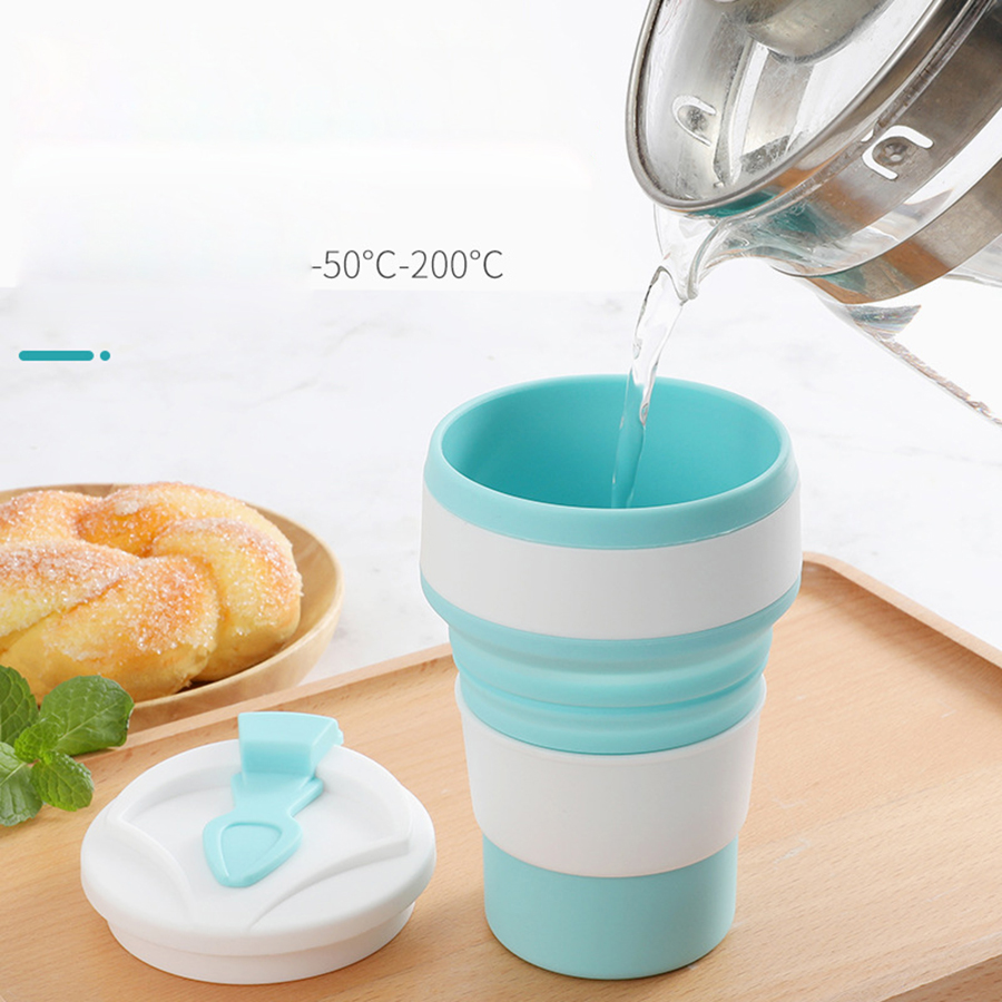 350ML 식품 등급 실리콘 접이식 컵, 뚜껑 포함,  - Coffee Equipment Camping 리뷰 및 가격