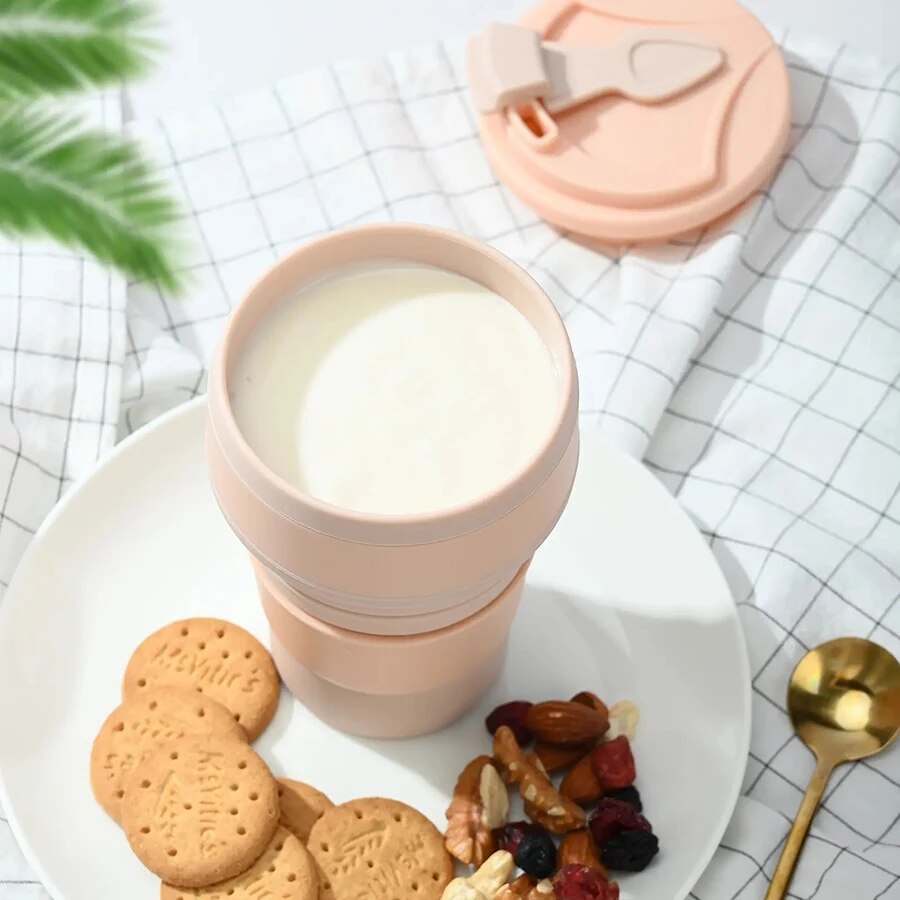 350ML 식품 등급 실리콘 접이식 컵, 뚜껑 포함,  - Coffee Equipment Camping 리뷰 및 가격